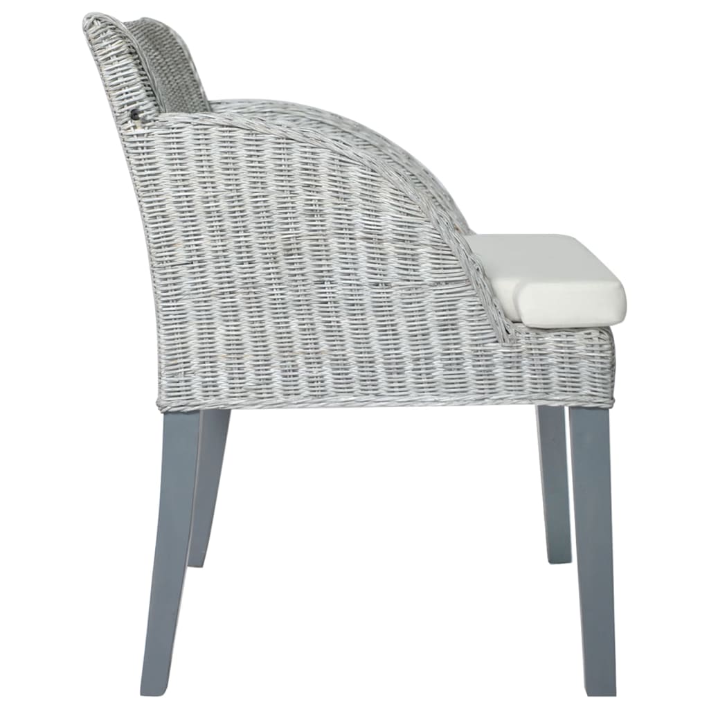 vidaXL spisebordsstole 2 stk. med hynder naturlig rattan grå
