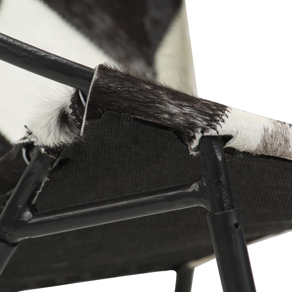 vidaXL stol med diamantmønster ægte læder sort