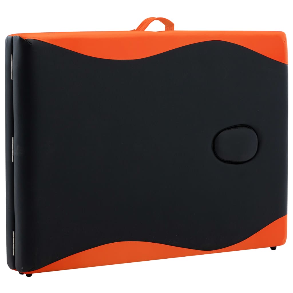 vidaXL foldbart massagebord 2 zoner aluminium sort og orange