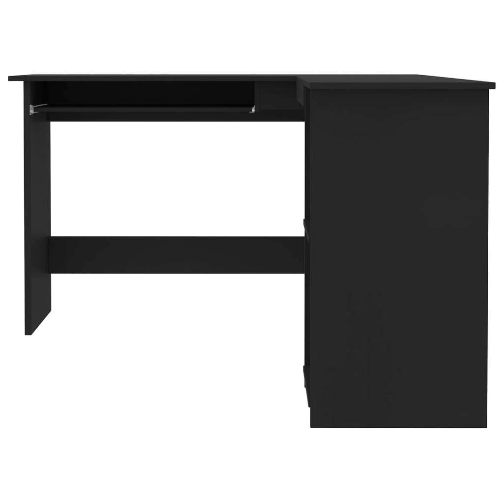 vidaXL L-formet hjørneskrivebord 120 x 140 x 75 cm spånplade sort