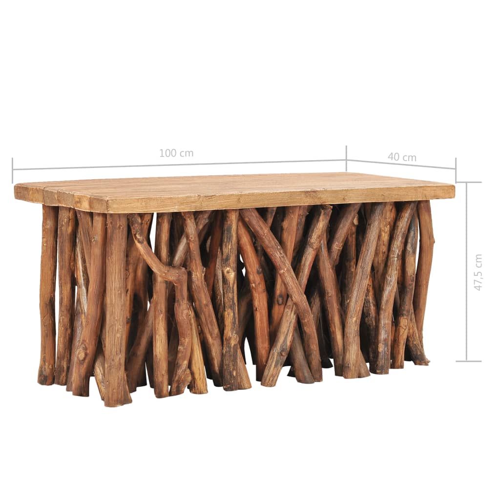 vidaXL sofabord 100x40x47,5 cm massivt genbrugstræ og teaktræ