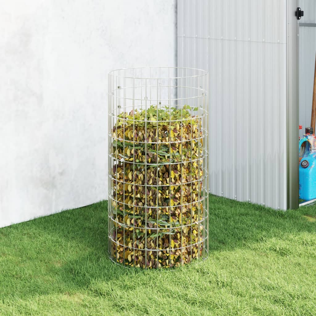 vidaXL kompostbeholder Ø50x100 cm galvaniseret stål