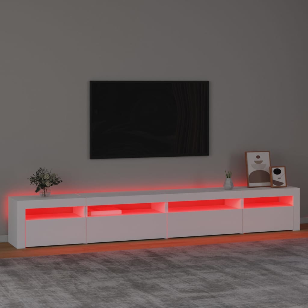 vidaXL tv-skab med LED-lys 270x35x40 cm hvid