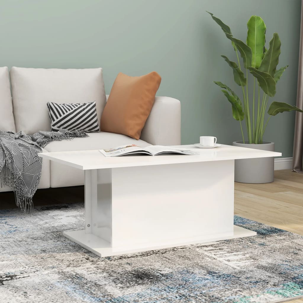 vidaXL sofabord 102x55,5x40 cm spånplade hvid højglans