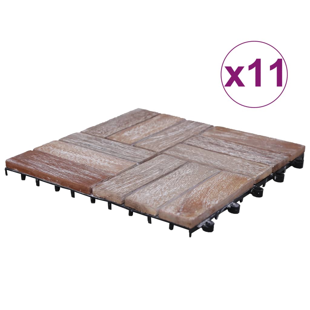 vidaXL terrassefliser 11 stk. 30x30 cm massivt genbrugstræ