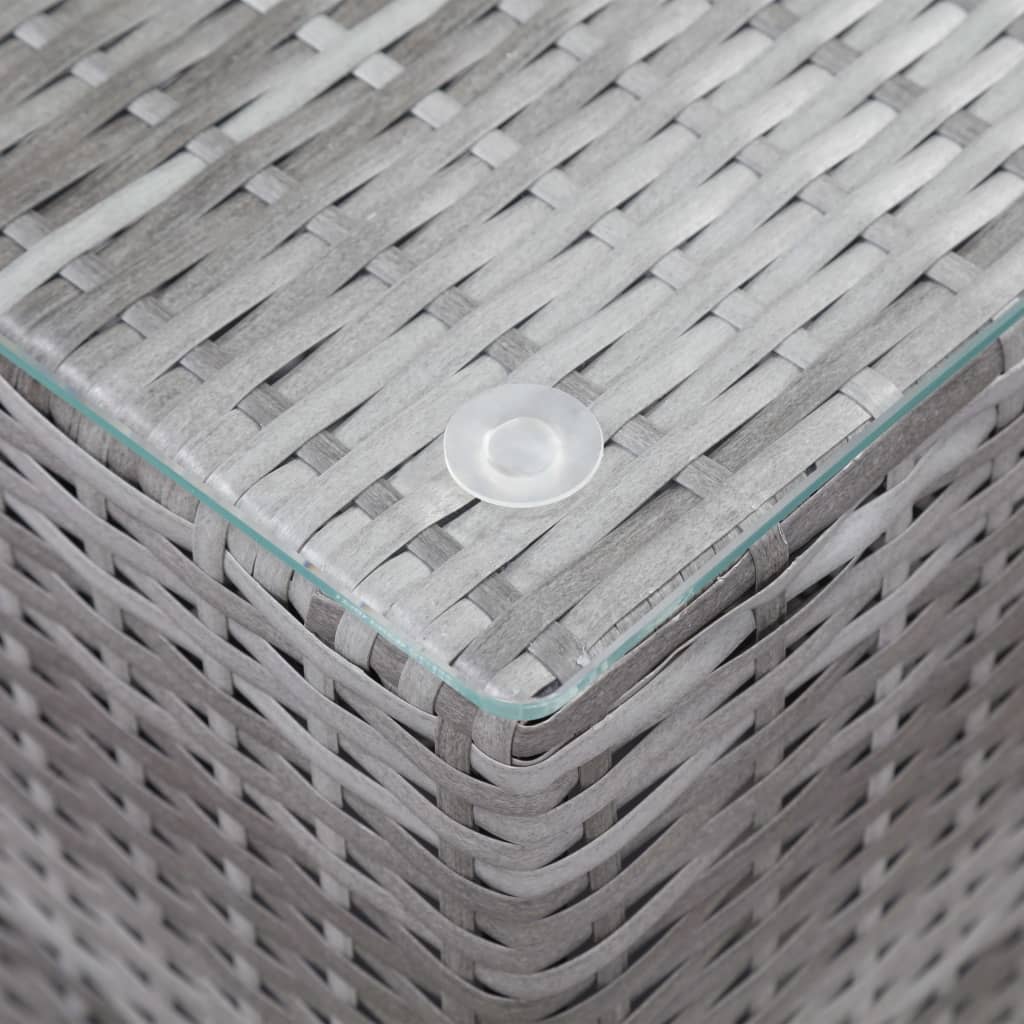 vidaXL sideborde med glastop 3 stk. polyrattan grå
