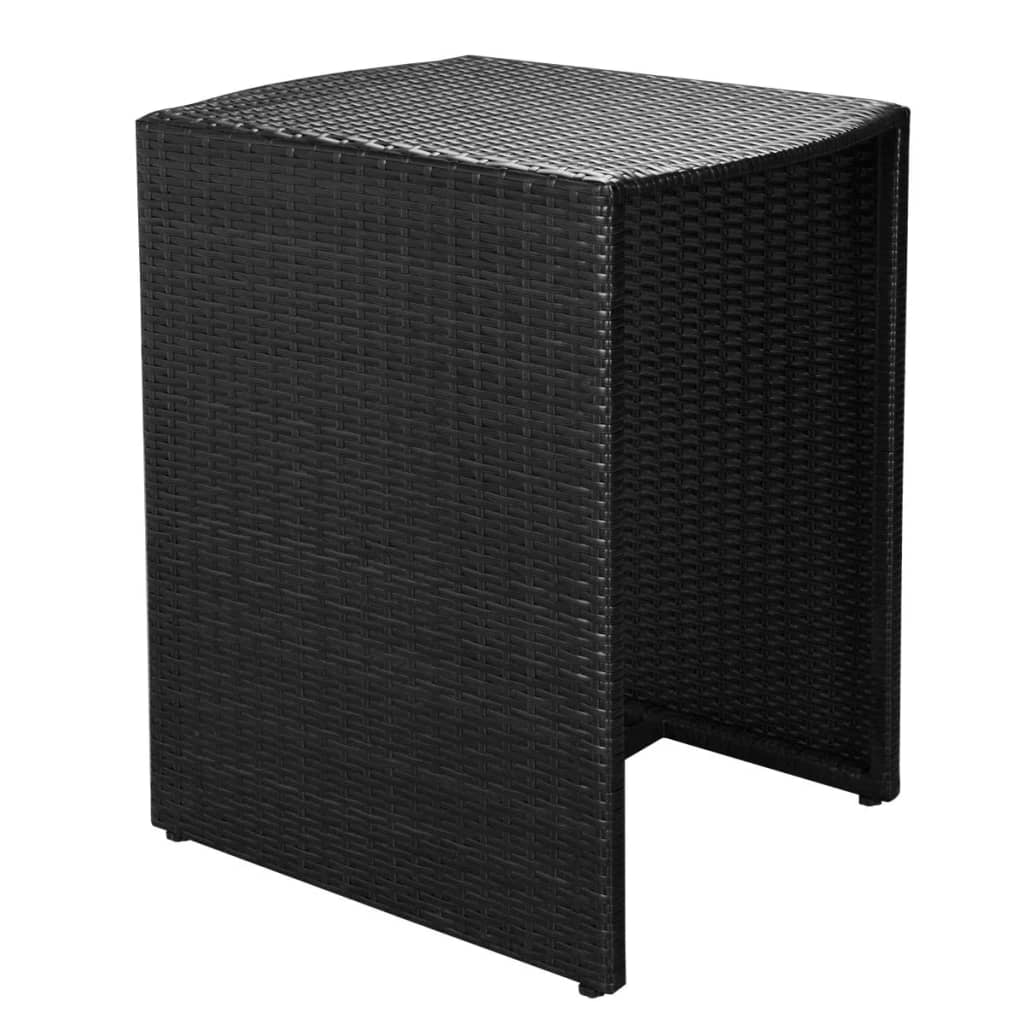 vidaXL udendørs spisebordsæt i 5 dele polyrattan sort