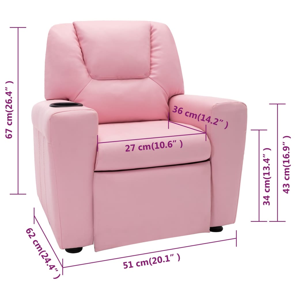 vidaXL lænestol til børn kunstlæder lyserød