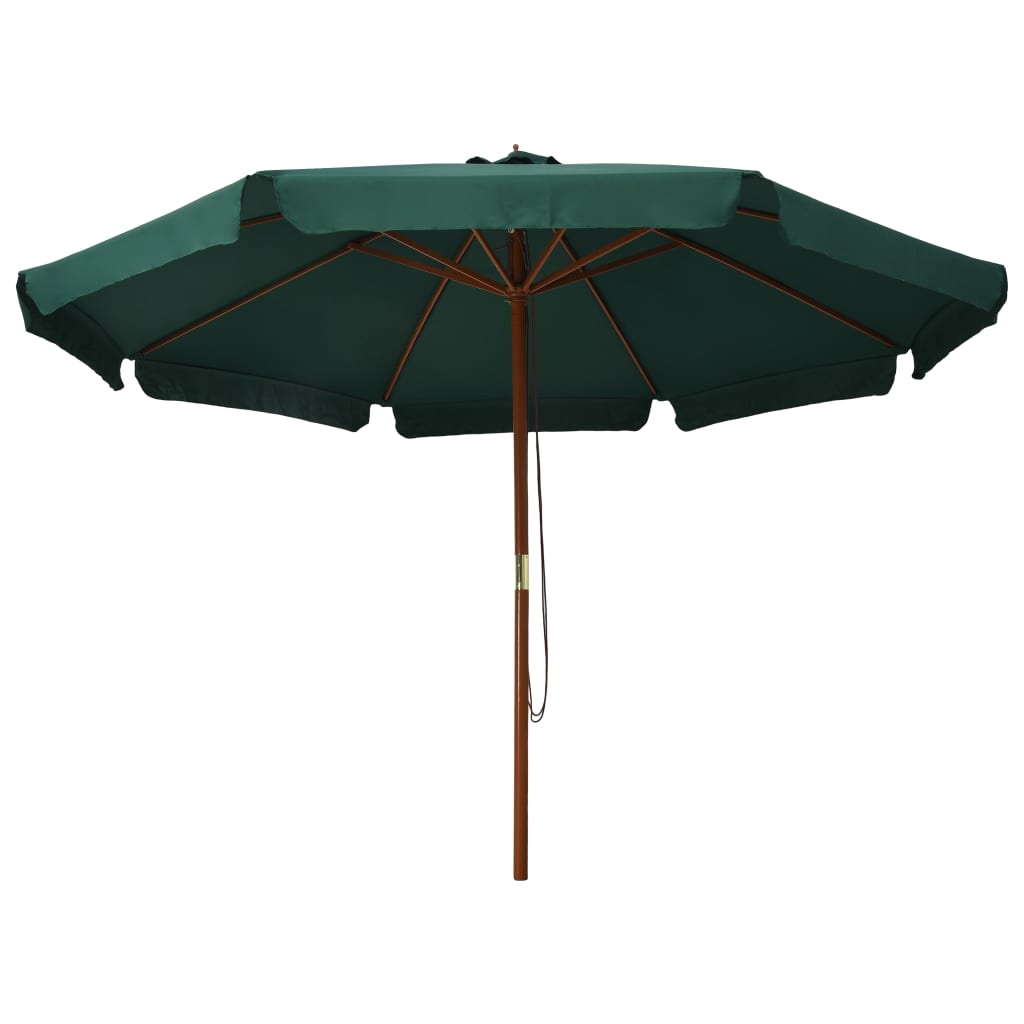 vidaXL udendørs parasol med træstang 330 cm grøn