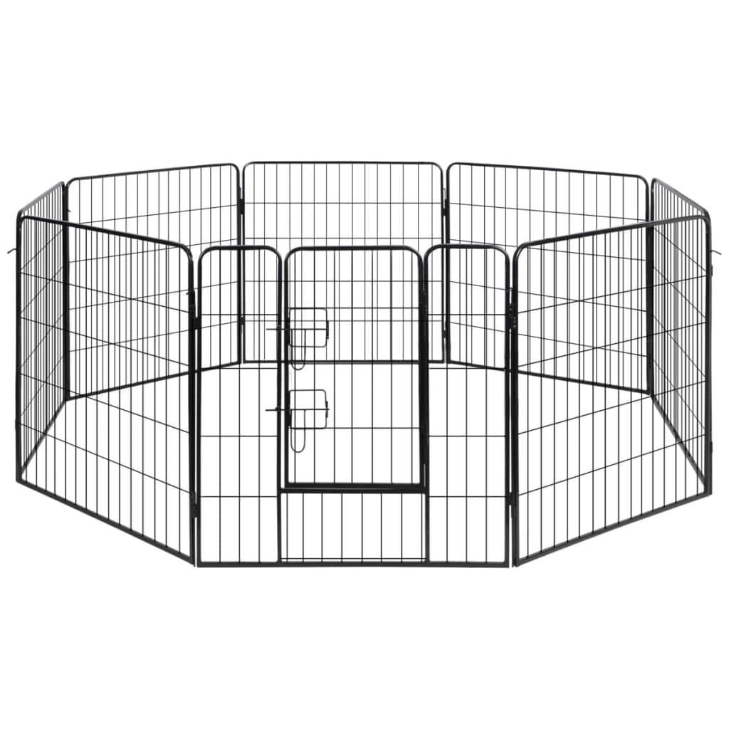 vidaXL løbegård til hunde 8 paneler stål