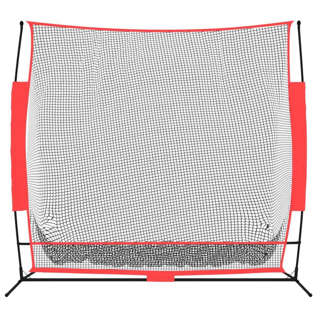 vidaXL bærbart baseballnet 215x107x216 cm polyester sort og rød