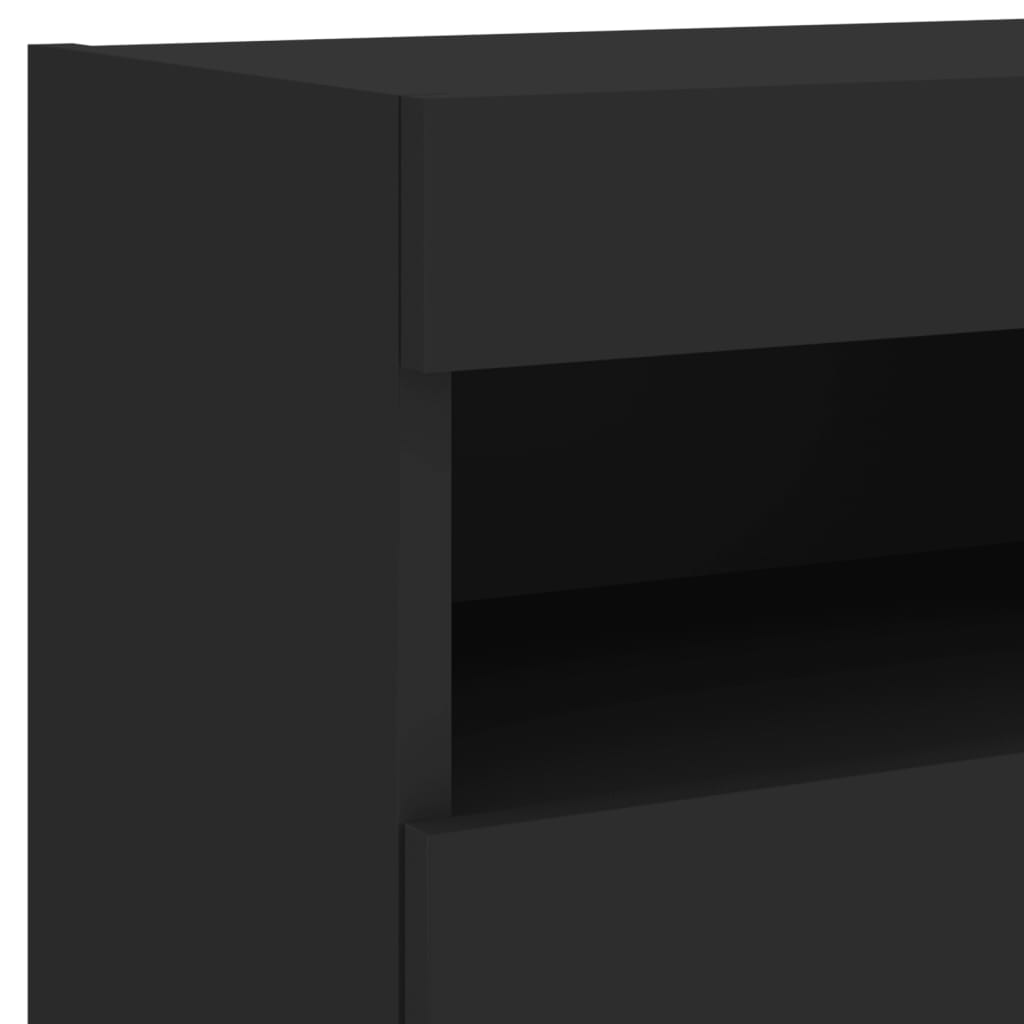 vidaXL væghængt tv-bord med LED-lys 40x30x30 cm sort