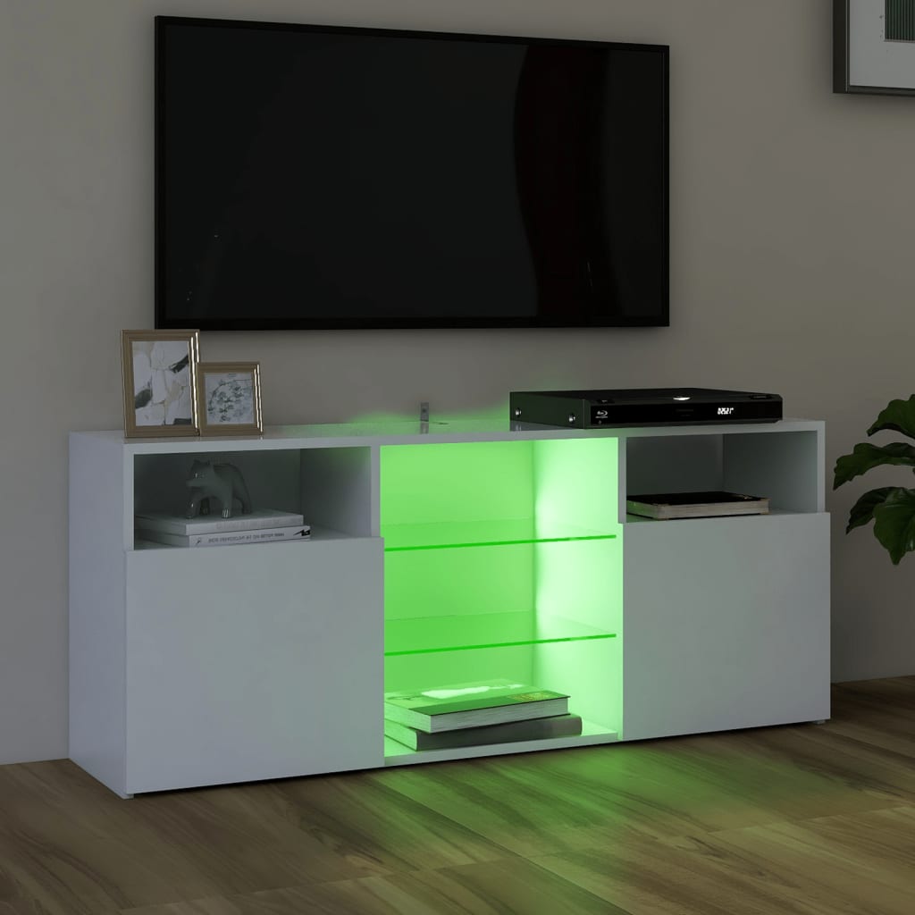 vidaXL tv-skab med LED-lys 120x30x50 cm hvid