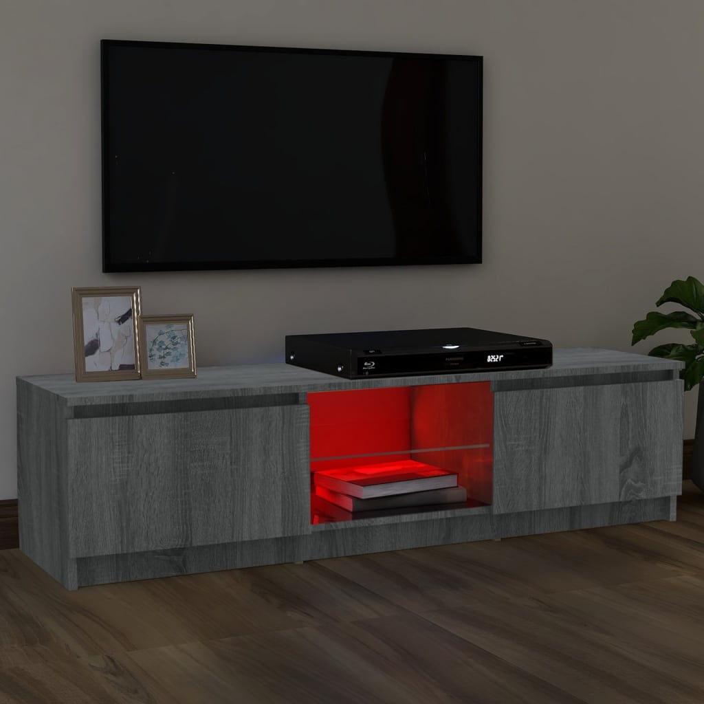 vidaXL tv-bord med LED-lys 120x30x35,5 cm grå sonoma-eg