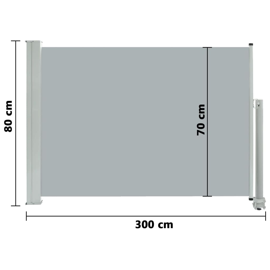 vidaXL sammenrullelig sidemarkise til terrassen 80 x 300 cm grå
