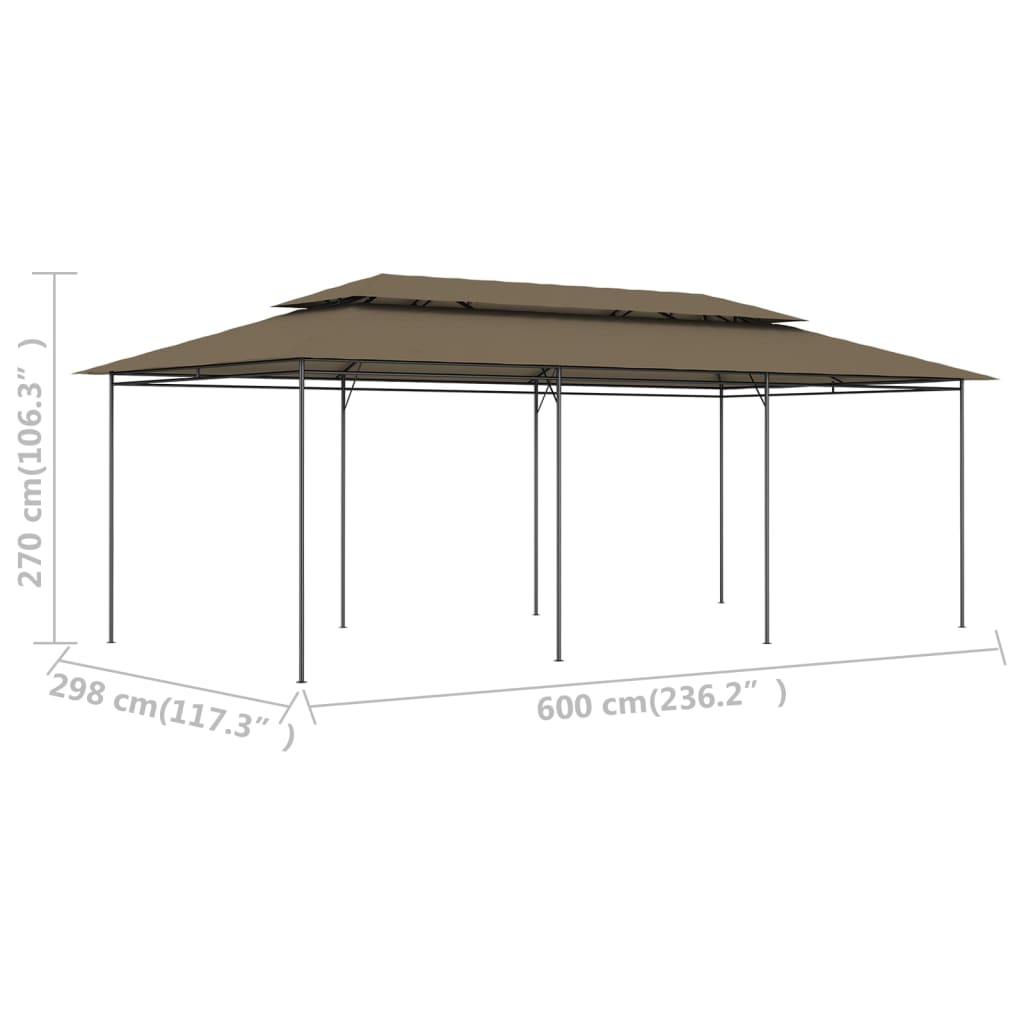 vidaXL pavillon 600x298x270 cm 180 g/m² gråbrun