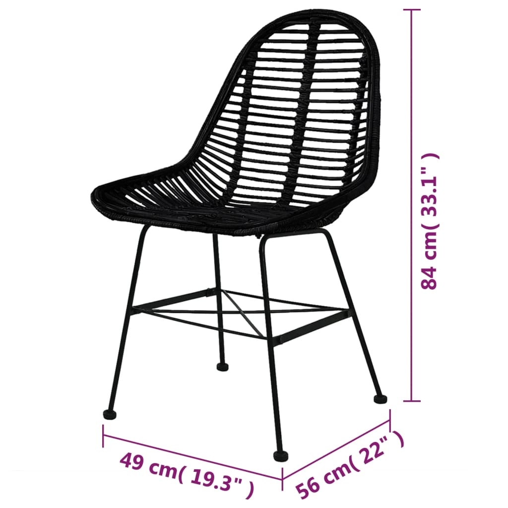 vidaXL spisebordsstole 6 stk. naturligt rattan sort