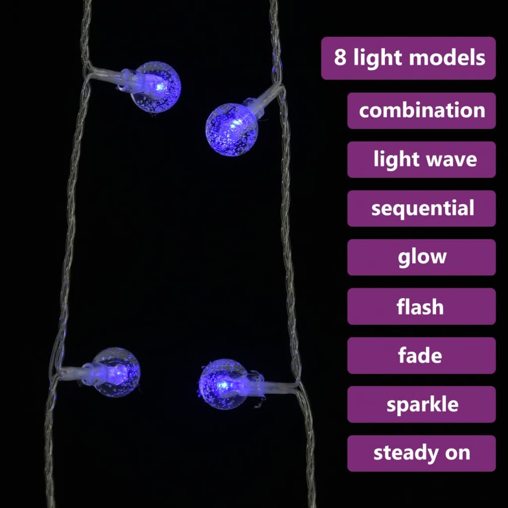 vidaXL fairy lights-lyskæder 20 m 200 LED'er 8 funktioner blå