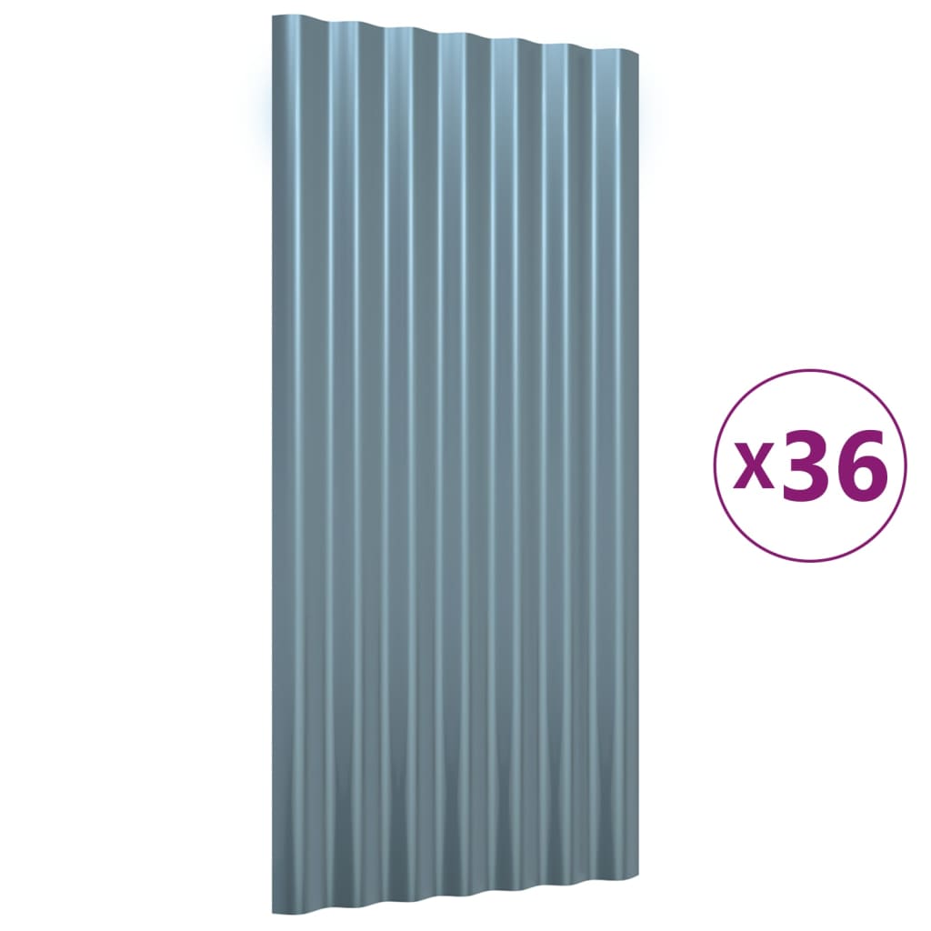 vidaXL tagplader 36 stk. 80x36 cm pulverlakeret stål grå