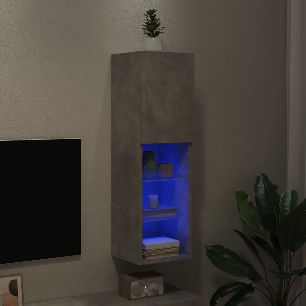 vidaXL tv-bord med LED-lys 30,5x30x102 cm betongrå