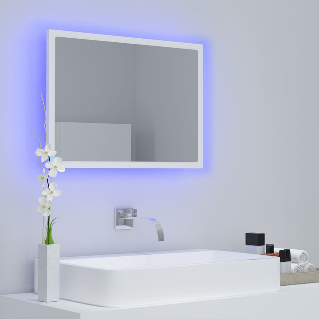 vidaXL badeværelsesspejl med LED-lys 60x8,5x37 akryl hvid