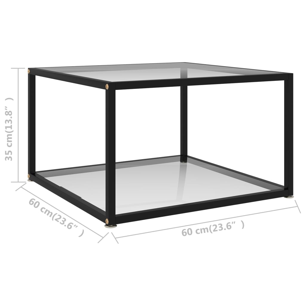 vidaXL sofabord 60x60x35 cm hærdet glas transparent