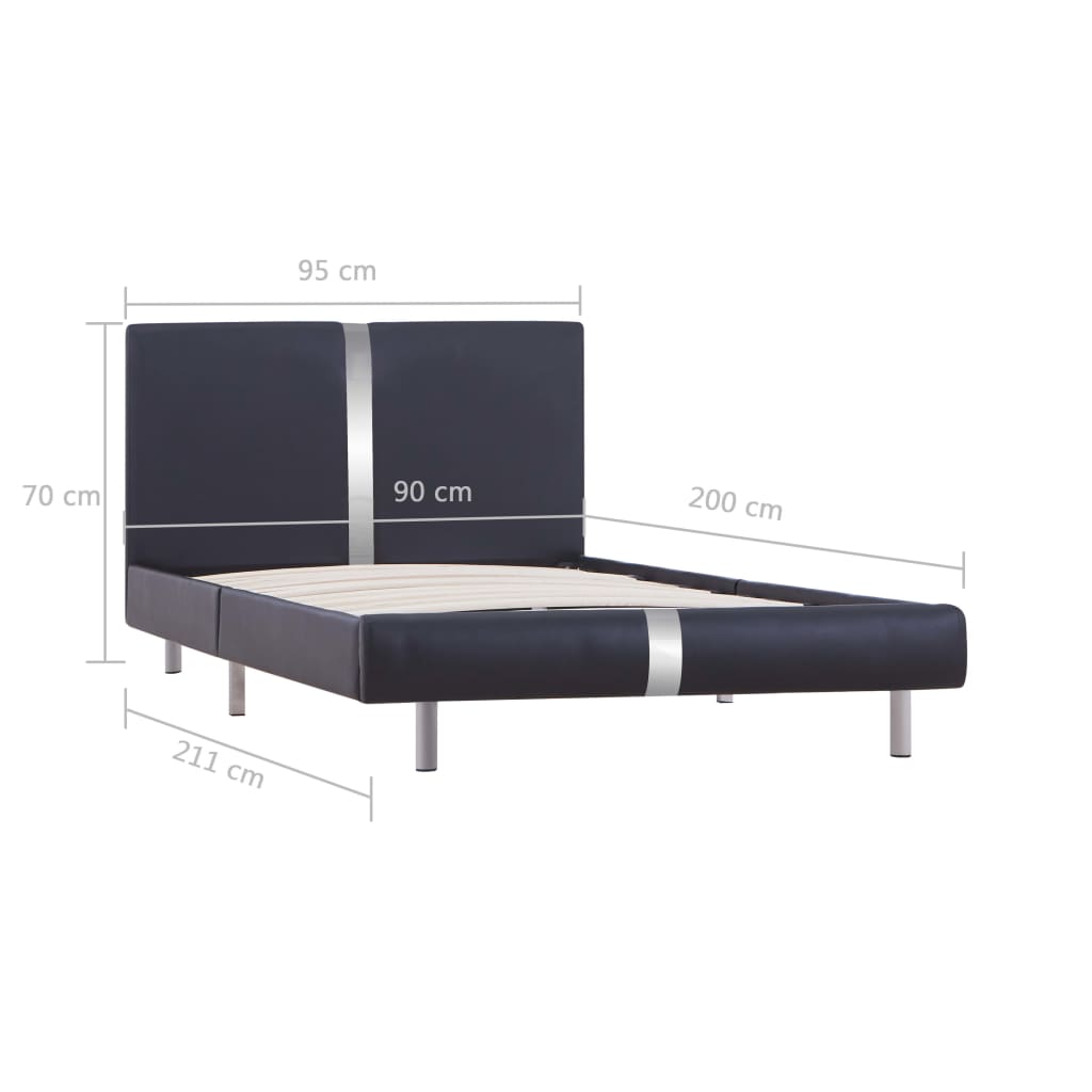vidaXL sengestel 90 x 200 cm sort kunstlæder