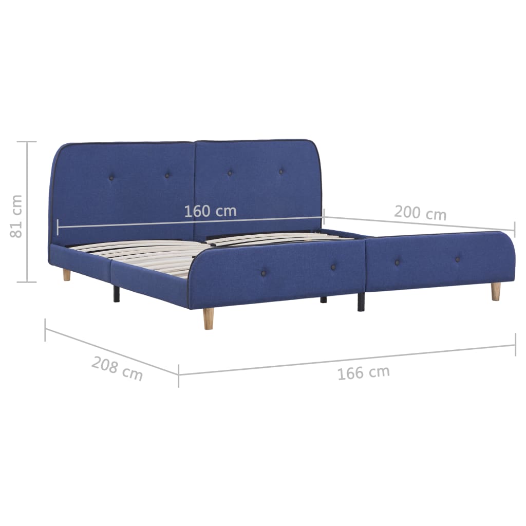 vidaXL sengestel 160 x 200 cm stof blå
