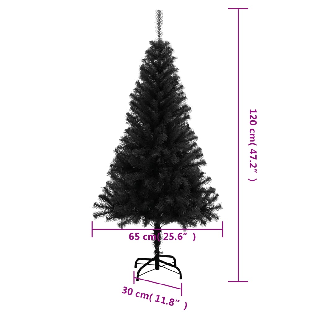 vidaXL kunstigt juletræ med fod 120 cm PVC sort