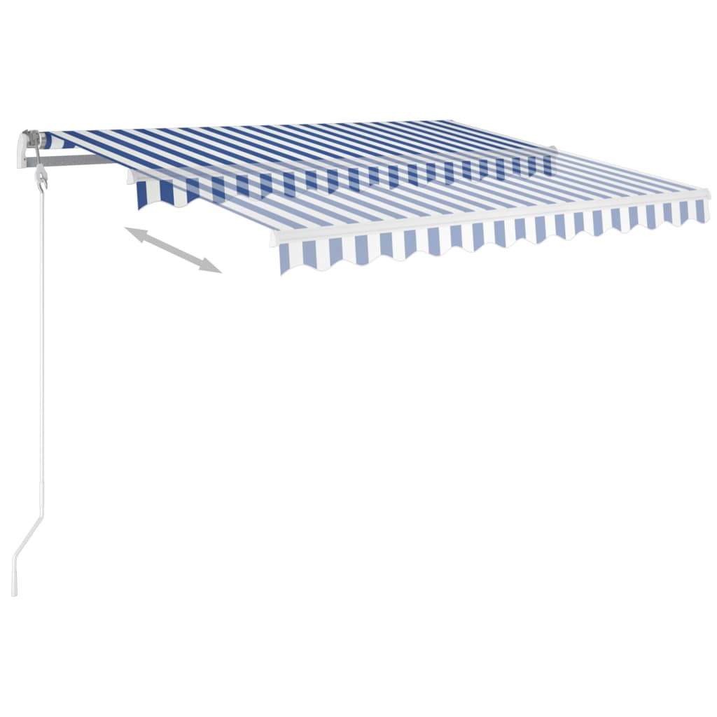 vidaXL markise m. LED + vindsensor 300x250 cm automatisk blå og hvid