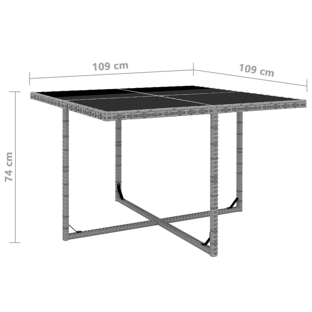 vidaXL udendørs spisebordssæt 9 dele med hynder polyrattan antracitgrå