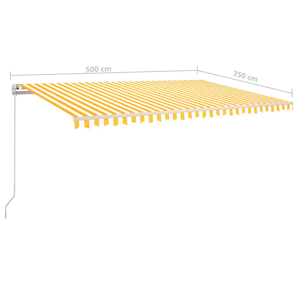 vidaXL markise m. LED + vindsensor 5x3,5 m automatisk gul og hvid