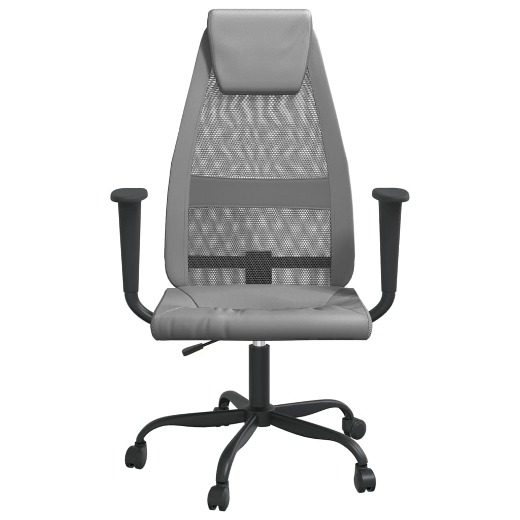 vidaXL kontorstol med justerbar højde meshstof og kunstlæder grå
