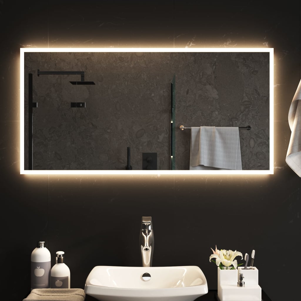 vidaXL badeværelsesspejl med LED-lys 50x100 cm