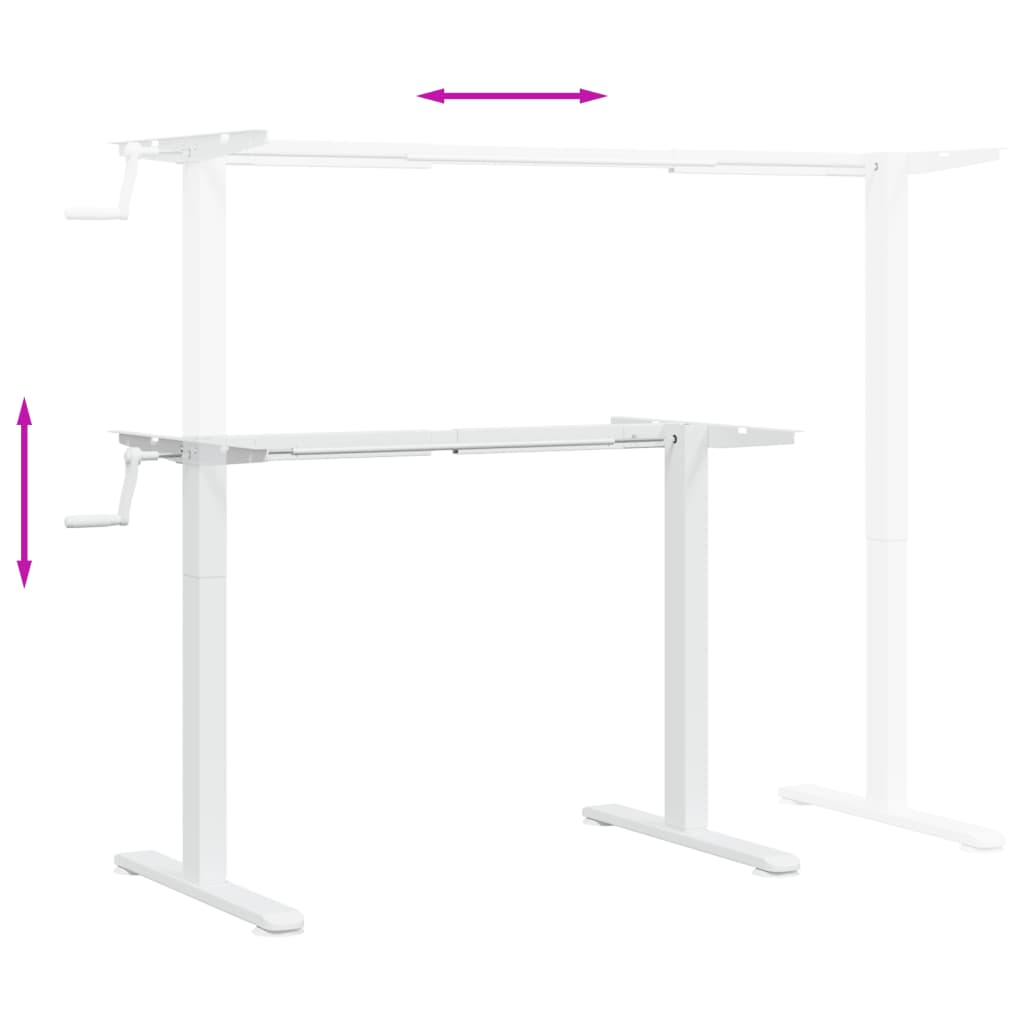 vidaXL stel til stå-skrivebord (94-135)x60x(70-114) cm stål hvid