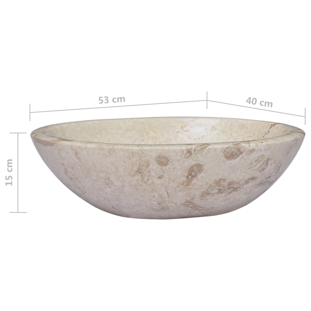 vidaXL håndvask 53x40x15 cm marmor cremefarvet