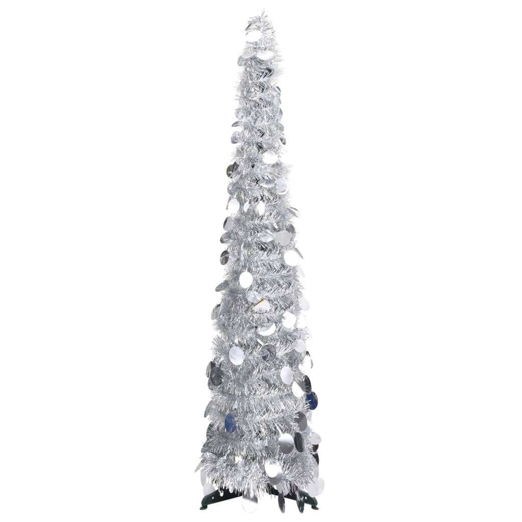 vidaXL kunstigt pop op-juletræ 120 cm PET sølvfarvet