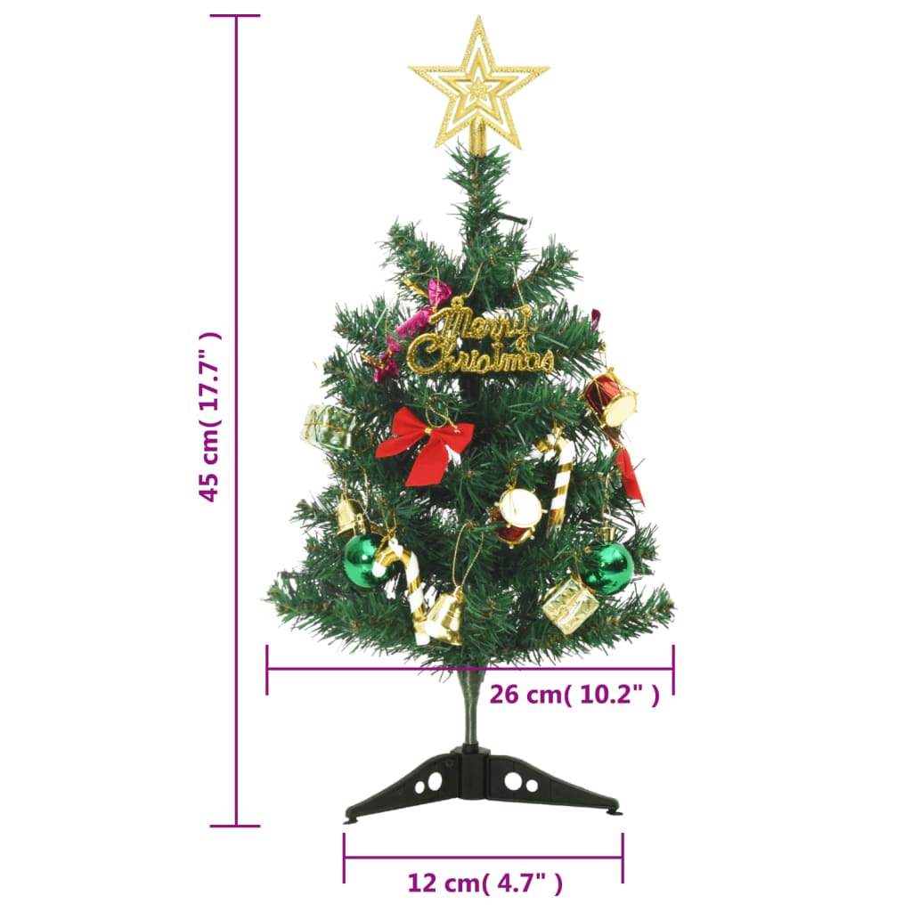 vidaXL kunstigt mini-juletræ med 20 LED'er 45 cm grøn