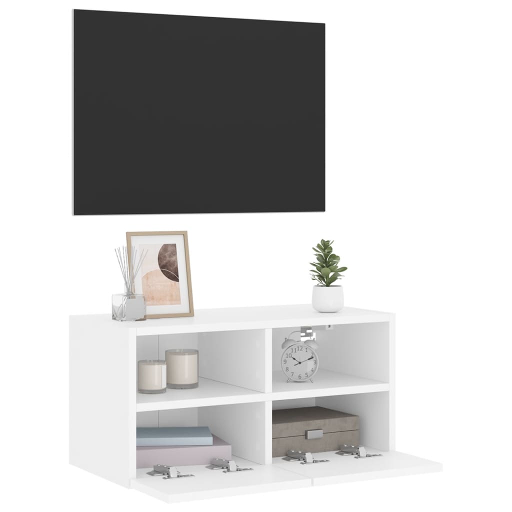 vidaXL væghængt tv-bord 60x30x30 cm konstrueret træ hvid