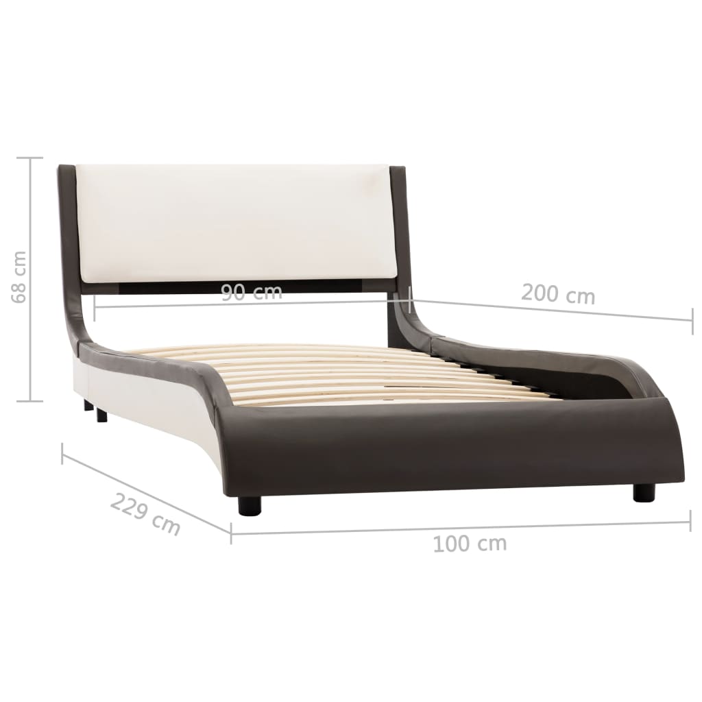 vidaXL sengestel 90 x 200 cm LED kunstlæder grå og hvid