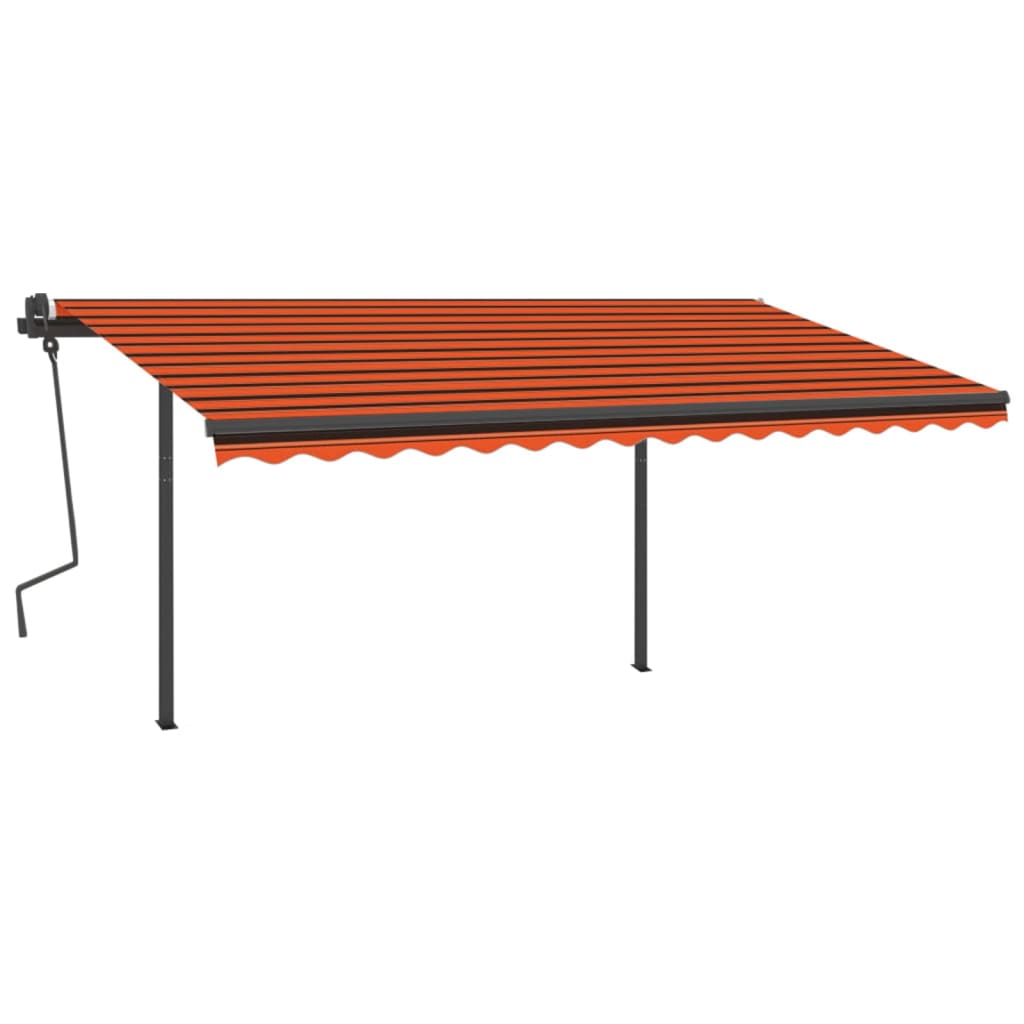 vidaXL markise med stolper 4x3 m manuel betjening orange og brun