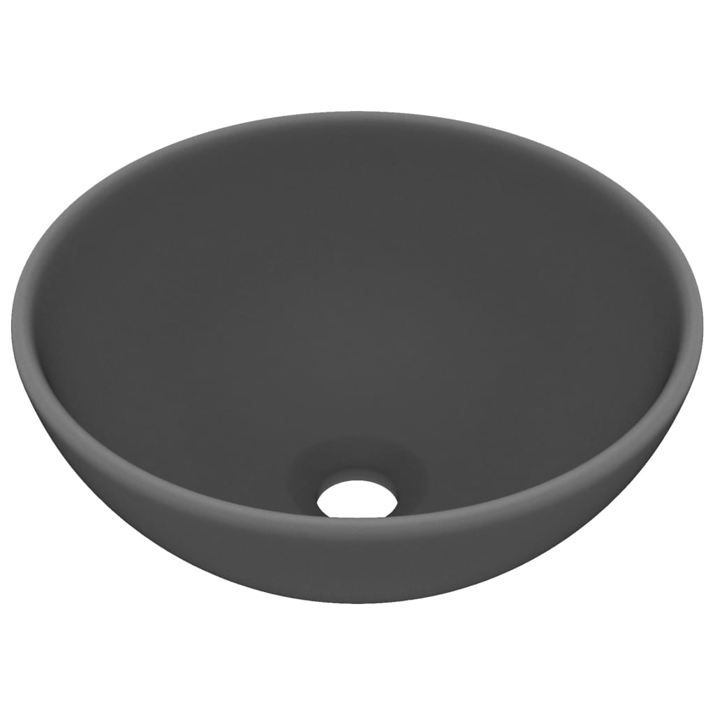 vidaXL luksuriøs håndvask 32,5x14 cm rund keramisk mat mørkegrå