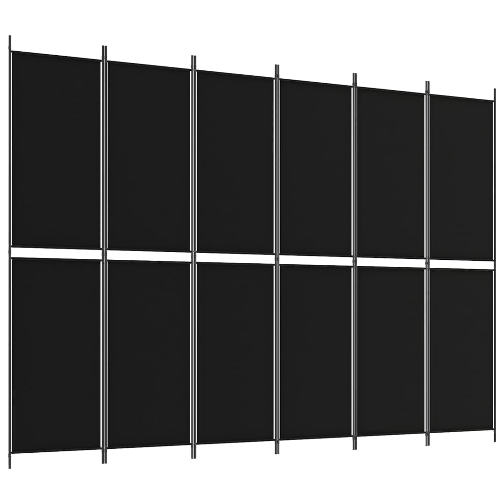vidaXL 6-panels rumdeler 300x220 cm stof sort