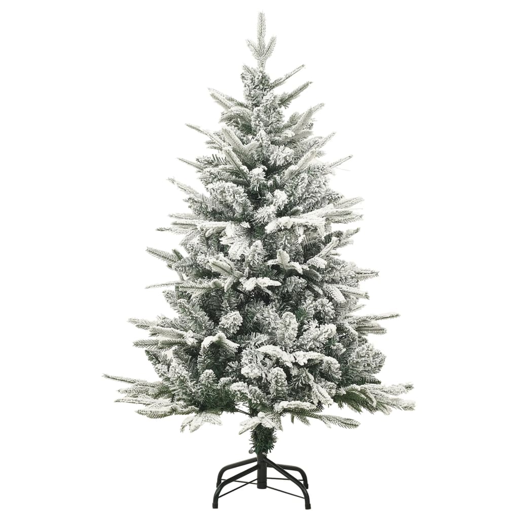 vidaXL kunstigt juletræ med LED og kuglesæt + puddersne PVC PE 120 cm
