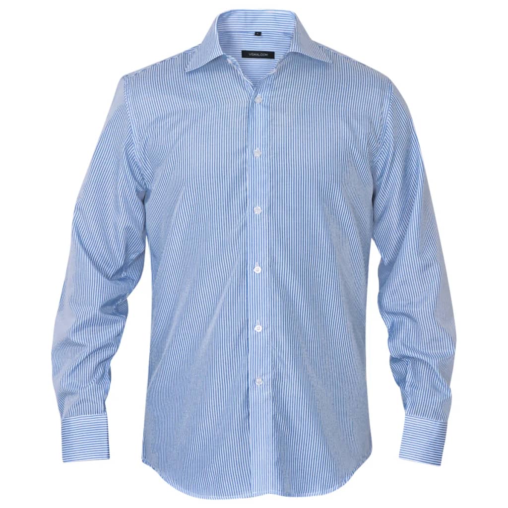 vidaXL business-skjorte stribet hvid og blå str. S