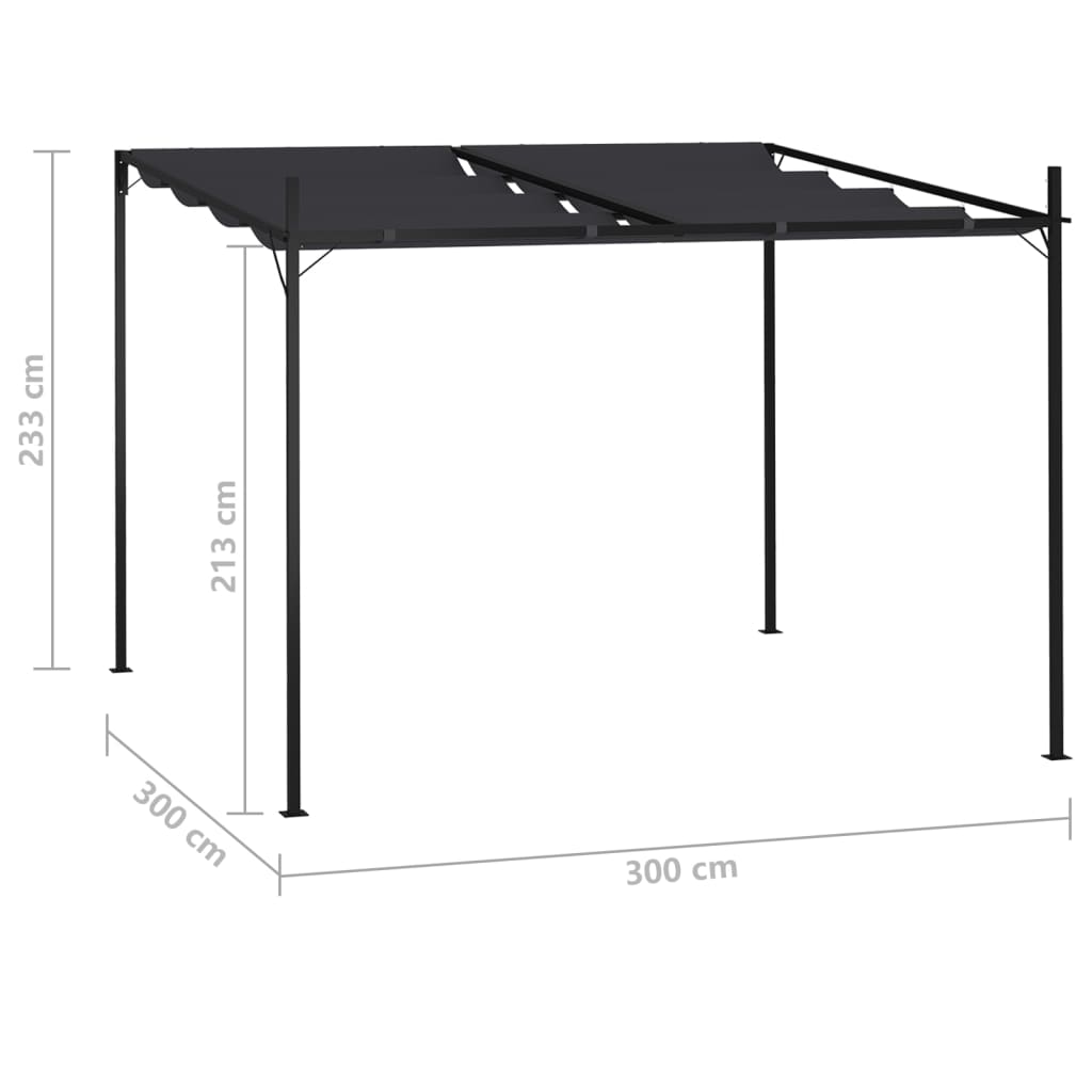 vidaXL havepavillon med udtrækkeligt tag 300x300x233 cm antracitgrå
