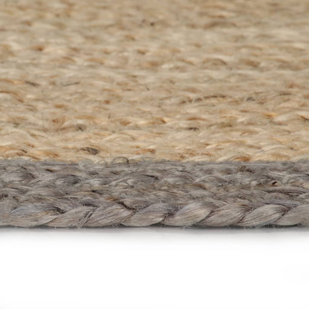 vidaXL håndlavet tæppe med grå kant jute 120 cm