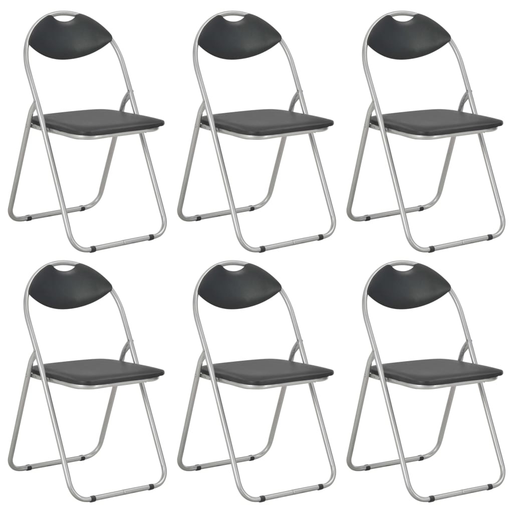 vidaXL sammenklappelige spisebordsstole 6 stk. sort kunstlæder