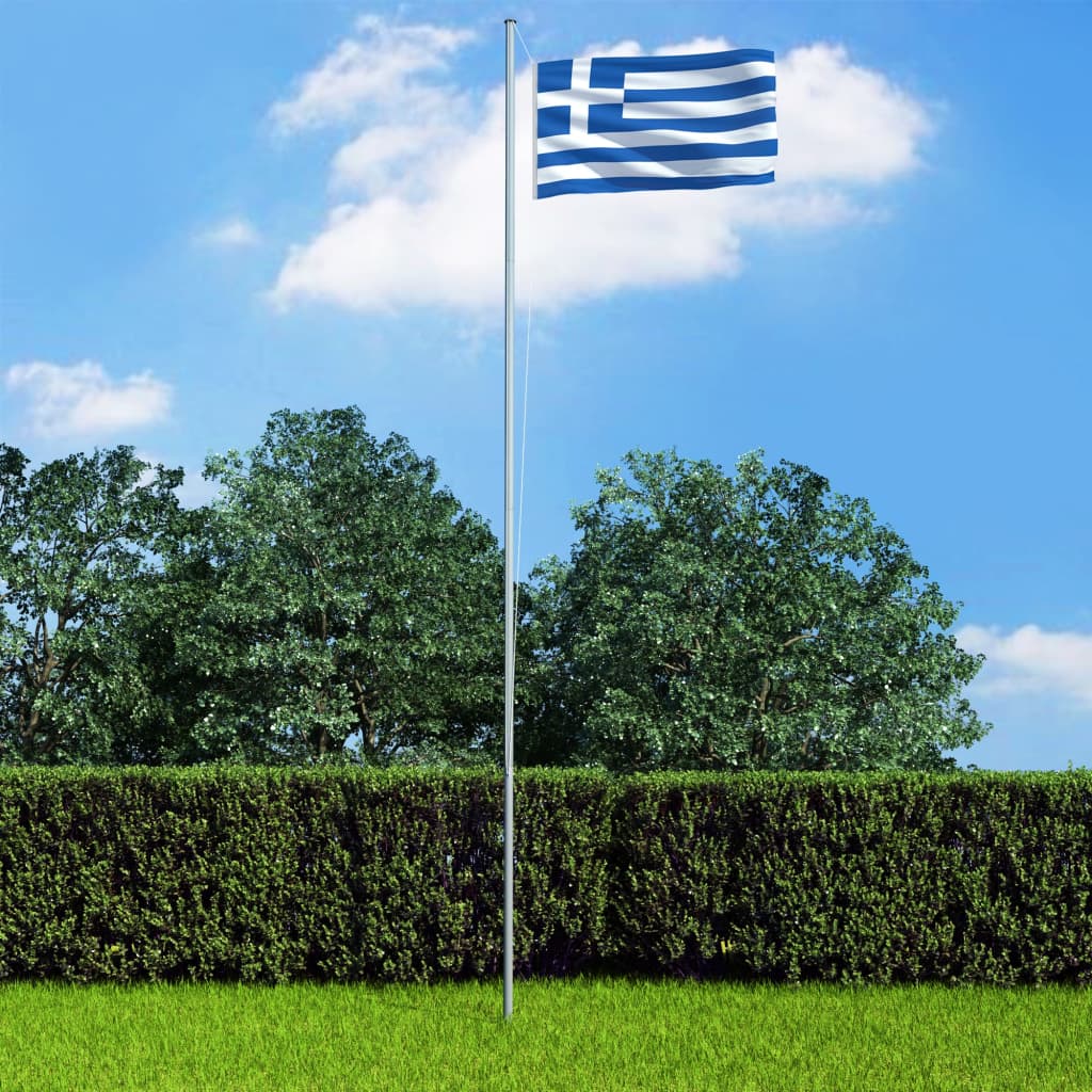 vidaXL Grækenland flag og flagstang 4 m aluminium