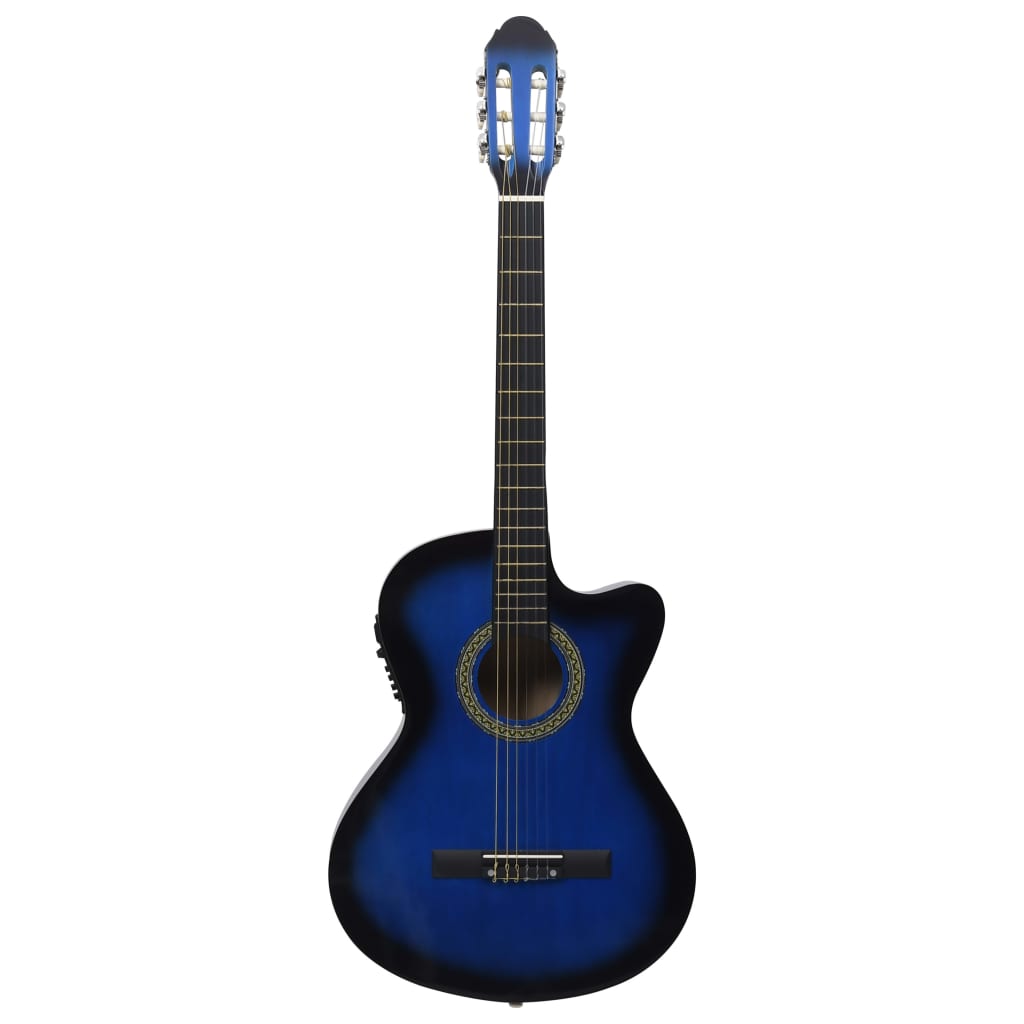 vidaXL western-guitarsæt 12 dele med equalizer og 6 strenge blå